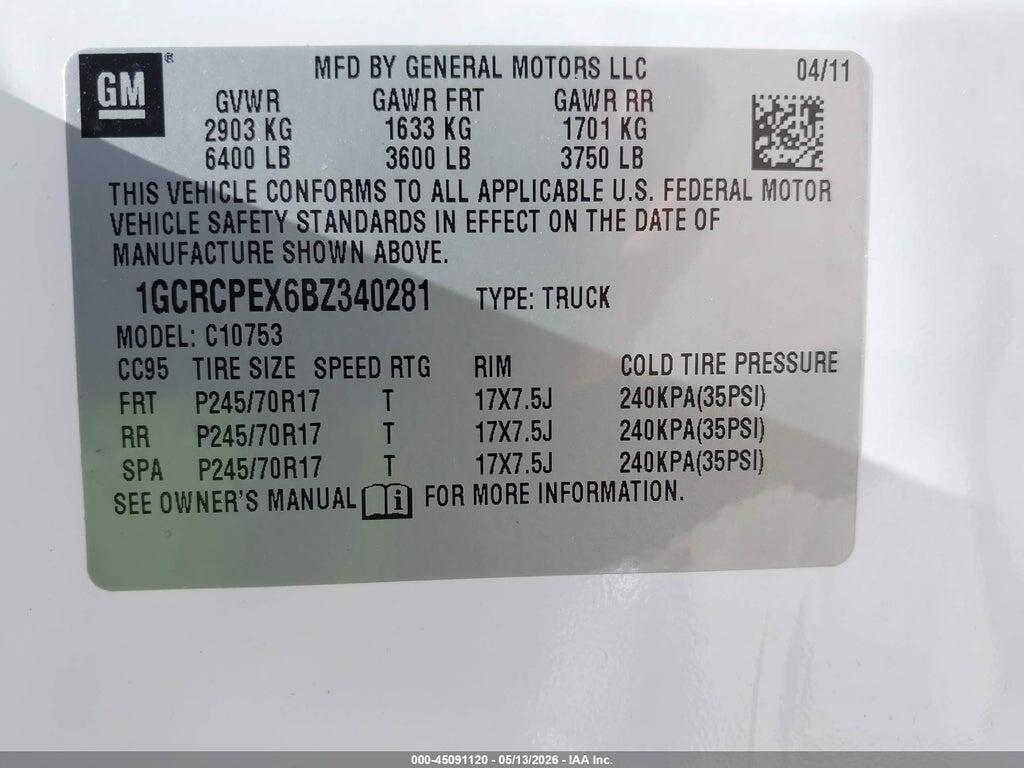 1GCRCPEX6BZ340281 2011 CHEVROLET SILVERADO 1500 photo no. 9