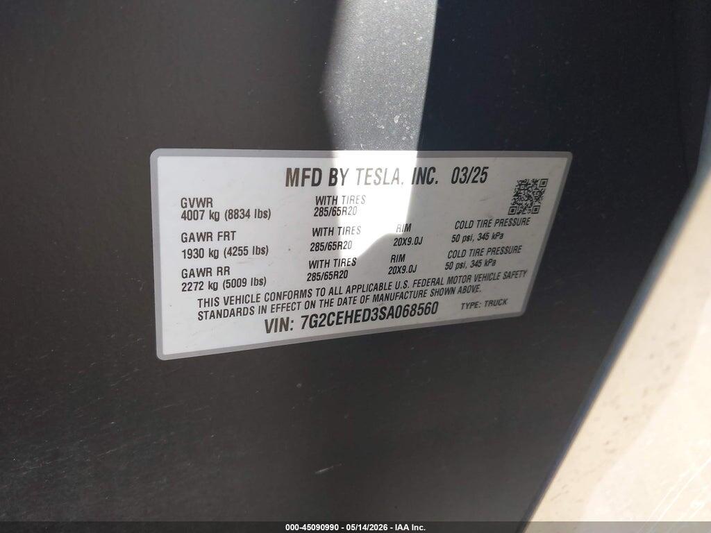 7G2CEHED3SA068560 2025 TESLA CYBERTRUCK photo no. 9