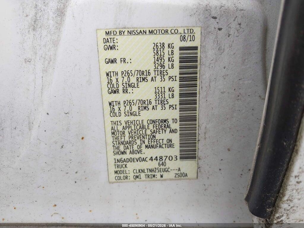 1N6AD0EV0AC448703 2010 NISSAN FRONTIER photo no. 9