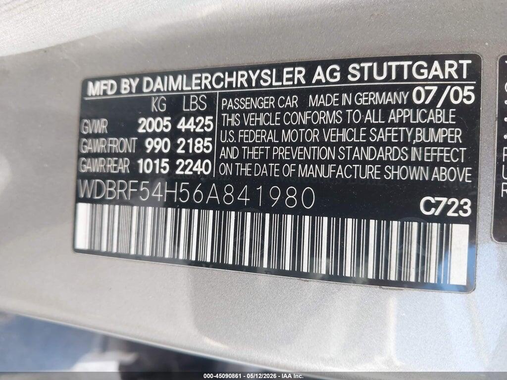 WDBRF54H56A841980 2006 MERCEDES-BENZ C 280 photo no. 9