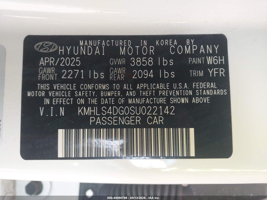 KMHLS4DG0SU022142 2025 HYUNDAI ELANTRA photo no. 9