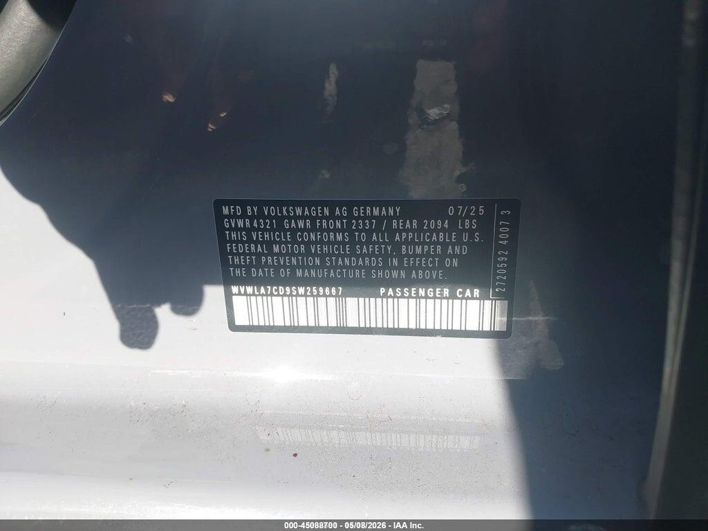 WVWLA7CD9SW259667 2025 VOLKSWAGEN GOLF GTI photo no. 9