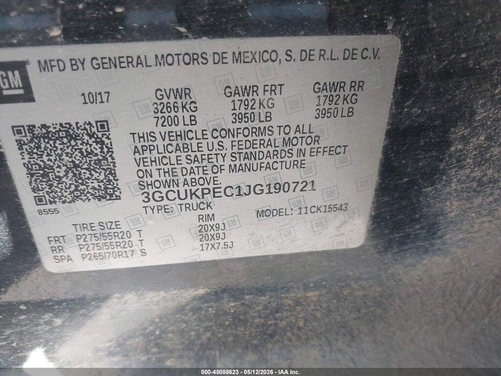 3GCUKPEC1JG190721 2018 CHEVROLET SILVERADO 1500 photo no. 9