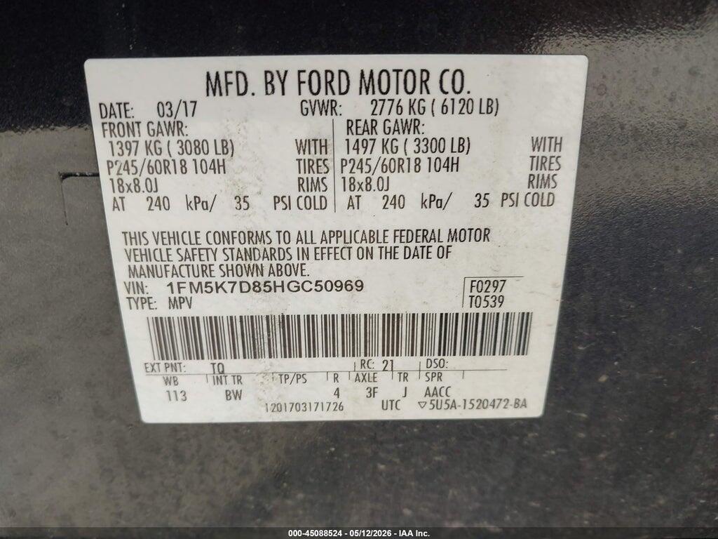 1FM5K7D85HGC50969 2017 FORD EXPLORER photo no. 9