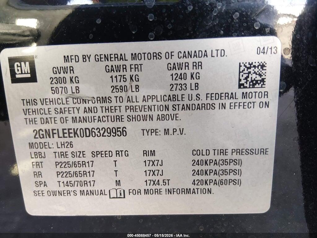 2GNFLEEK0D6329956 2013 CHEVROLET EQUINOX photo no. 9