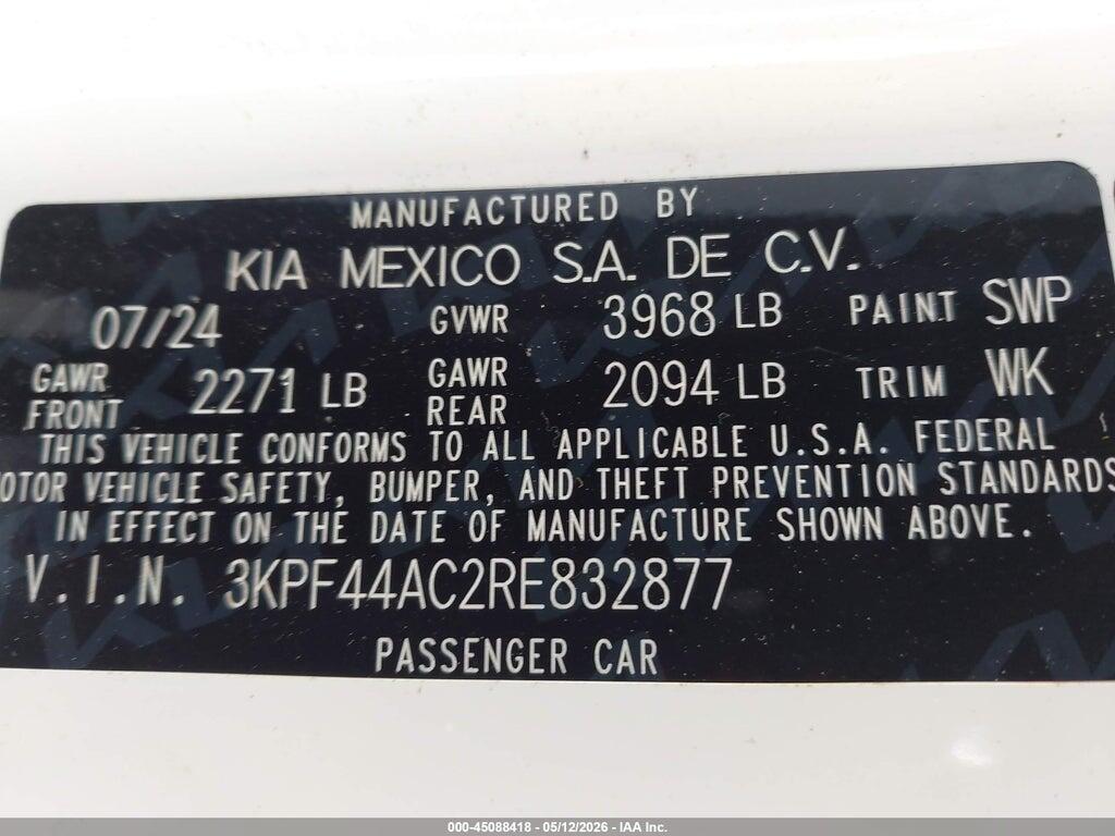 3KPF44AC2RE832877 2024 KIA FORTE photo no. 9