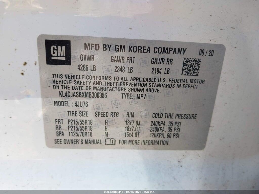 KL4CJASBXMB300356 2021 BUICK ENCORE photo no. 9