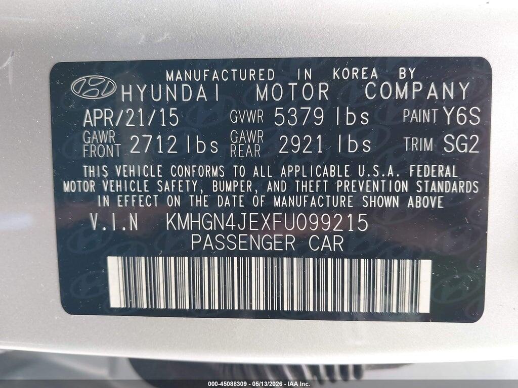 KMHGN4JEXFU099215 2015 HYUNDAI GENESIS photo no. 9