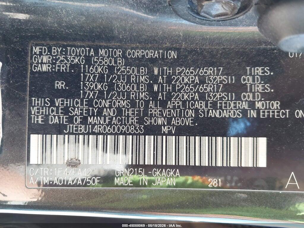 JTEBU14R060090833 2006 TOYOTA 4RUNNER photo no. 9