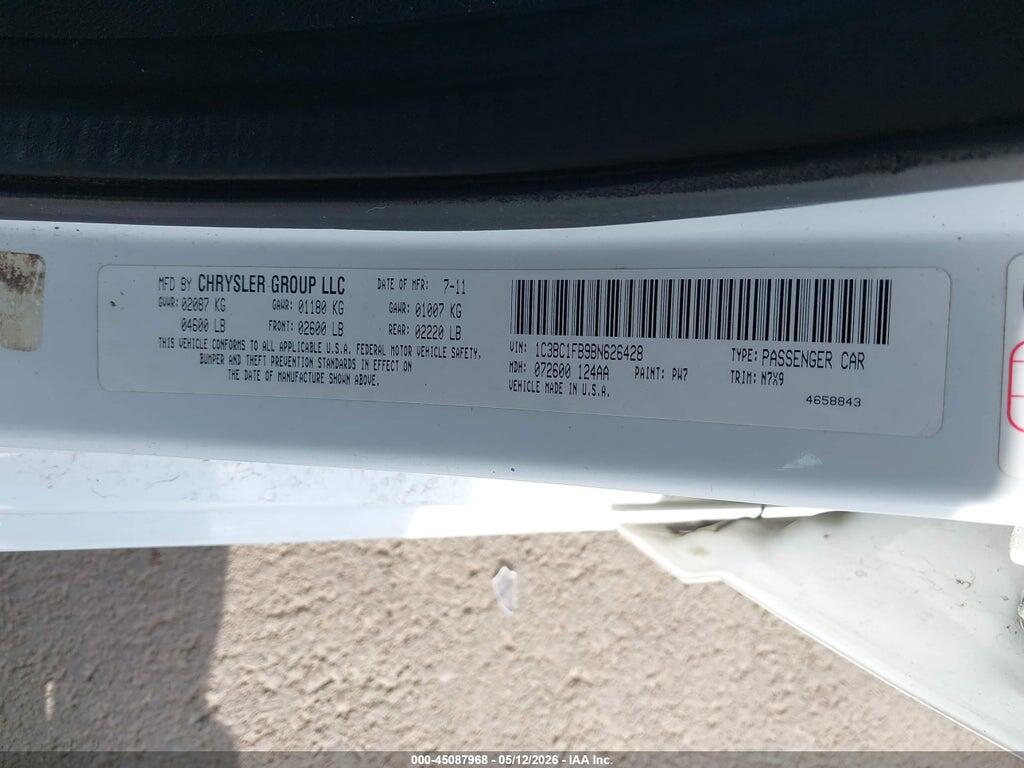 1C3BC1FB9BN626428 2011 CHRYSLER 200 photo no. 9