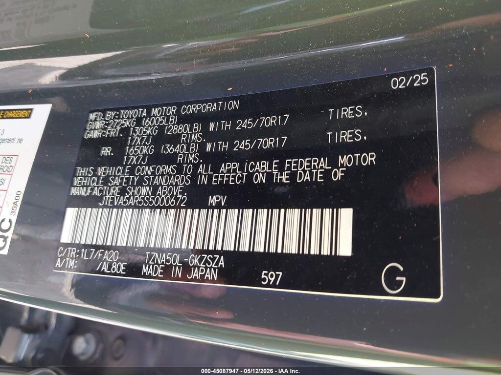 JTEVA5AR5S5000672 2025 TOYOTA 4RUNNER photo no. 9