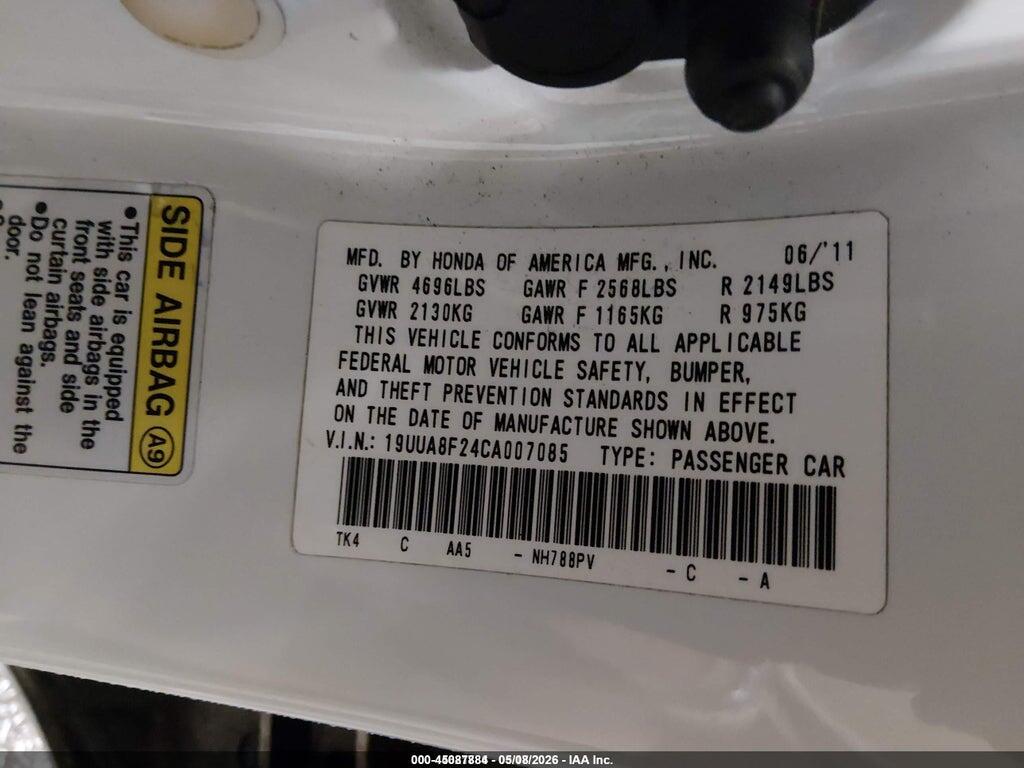 19UUA8F24CA007085 2012 ACURA TL photo no. 9