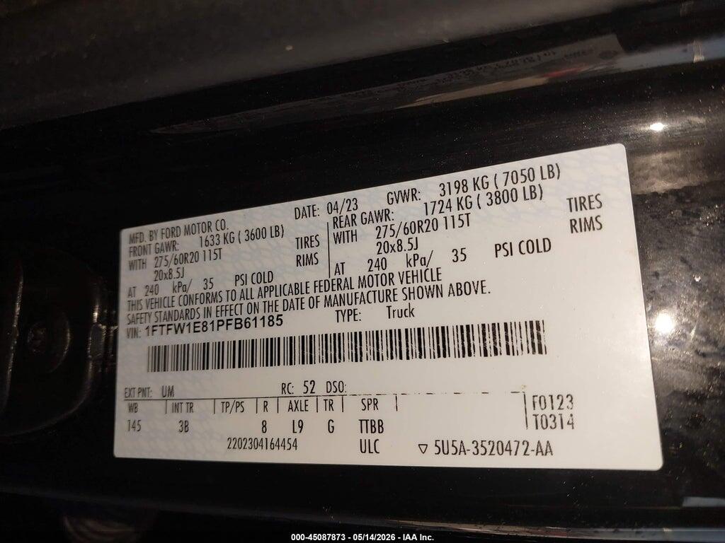 1FTFW1E81PFB61185 2023 FORD F-150 photo no. 9