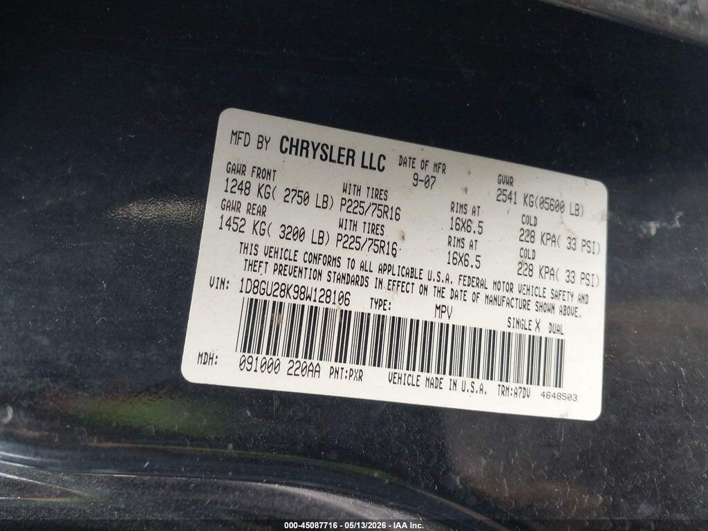 1D8GU28K98W128106 2008 DODGE NITRO photo no. 9