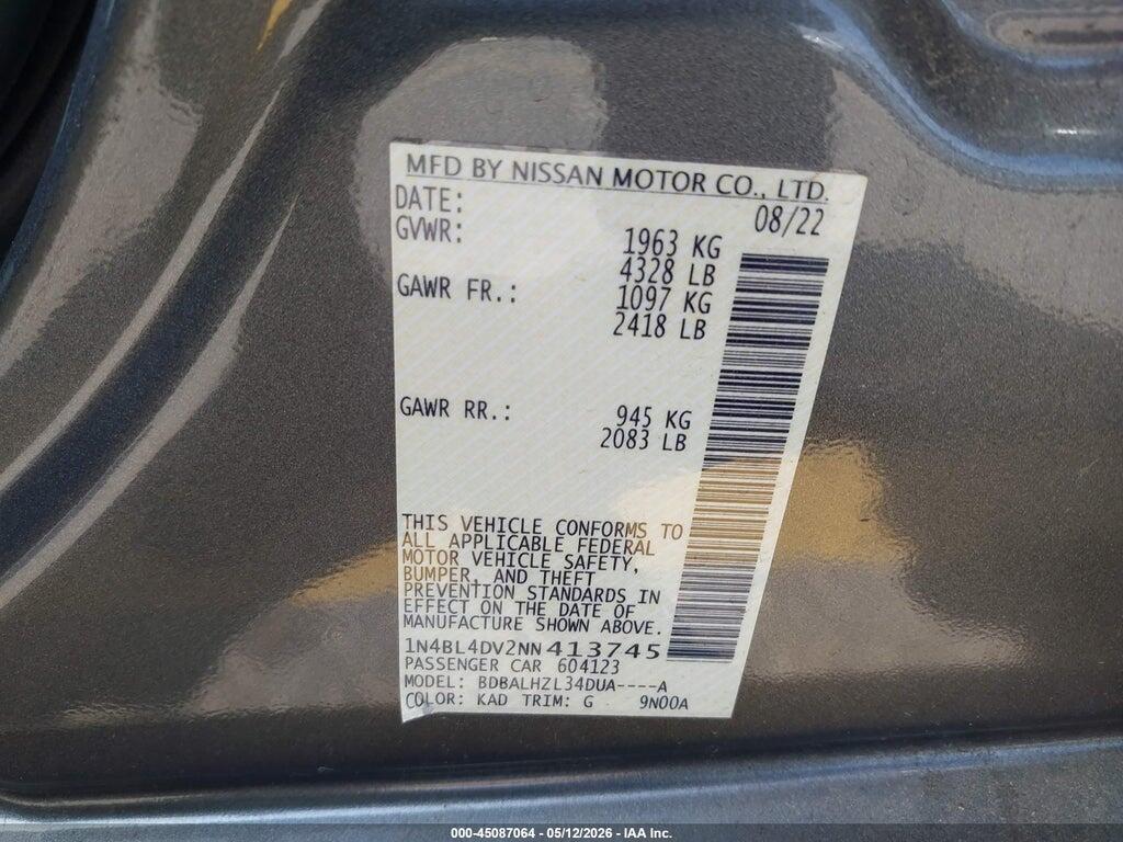 1N4BL4DV2NN413745 2022 NISSAN ALTIMA photo no. 9