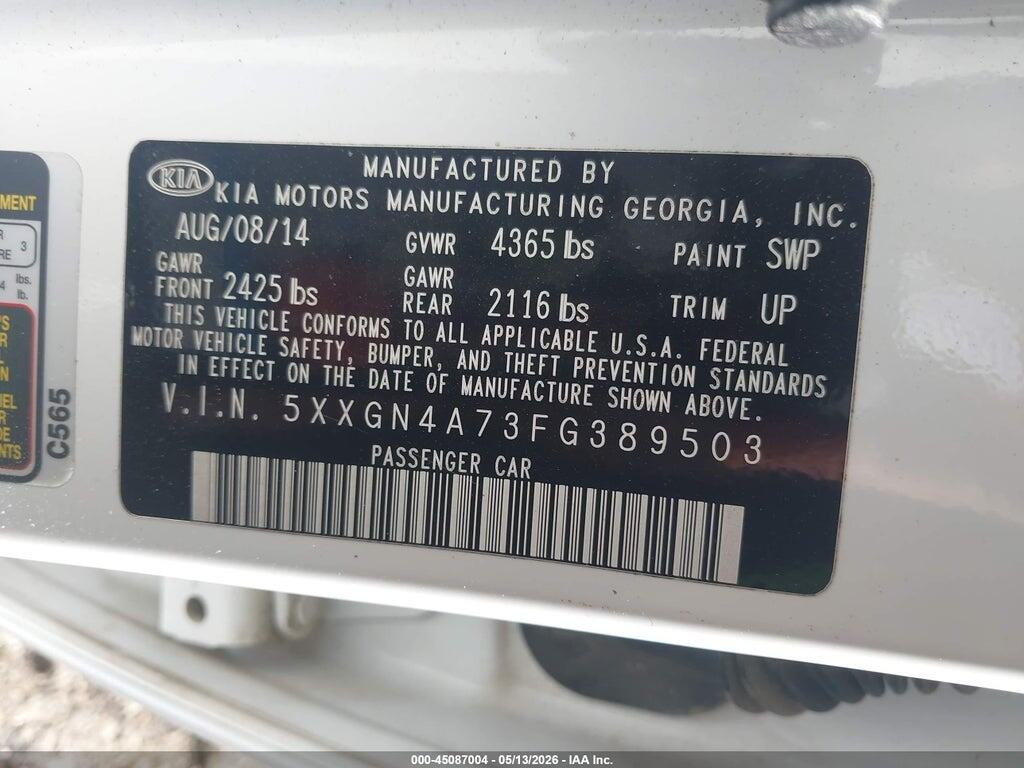 5XXGN4A73FG389503 2015 KIA OPTIMA photo no. 9