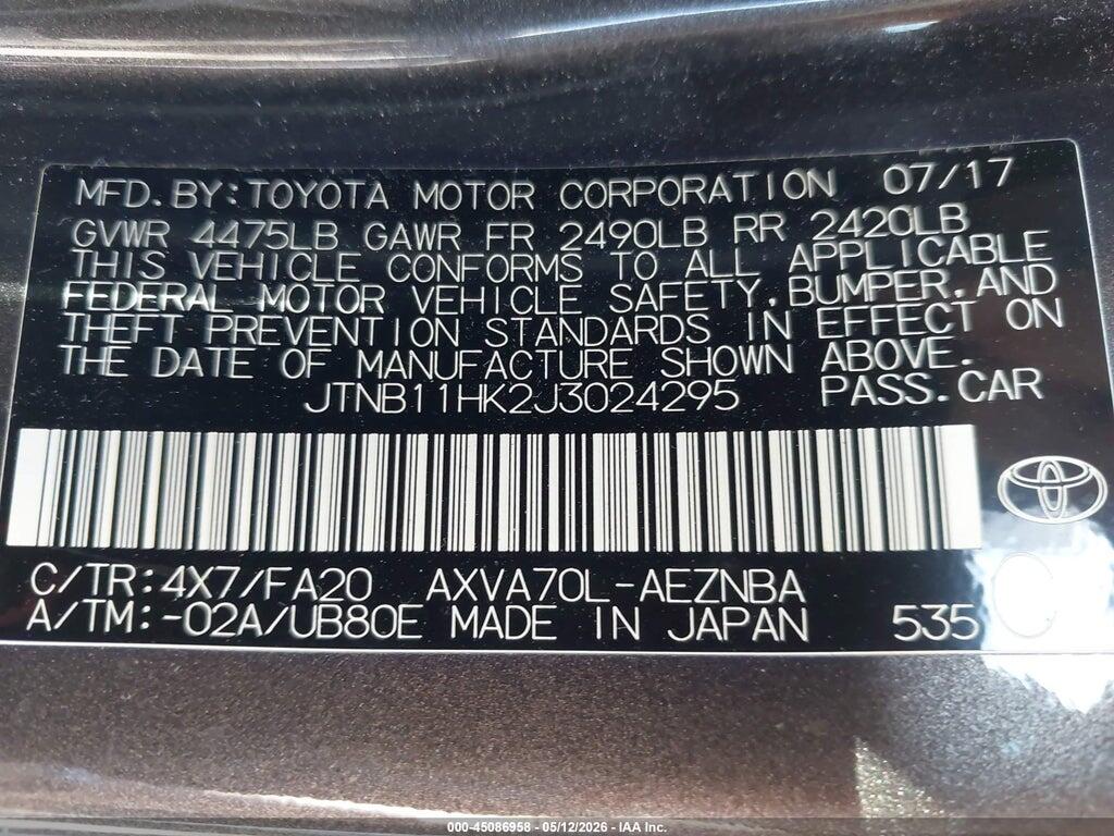 JTNB11HK2J3024295 2018 TOYOTA CAMRY photo no. 9