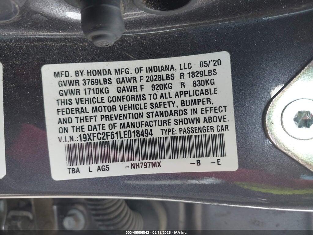 19XFC2F61LE018494 2020 HONDA CIVIC photo no. 9