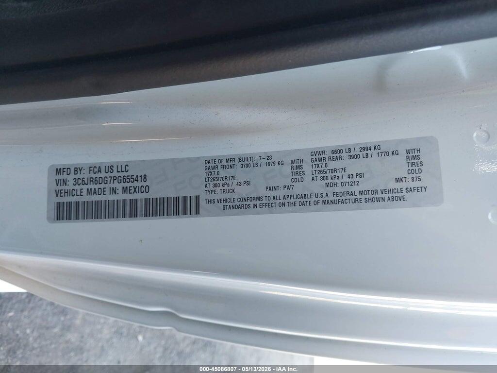 3C6JR6DG7PG655418 2023 RAM 1500 CLASSIC photo no. 9