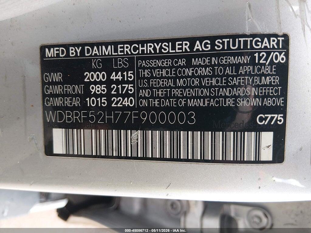 WDBRF52H77F900003 2007 MERCEDES-BENZ C 230 photo no. 9