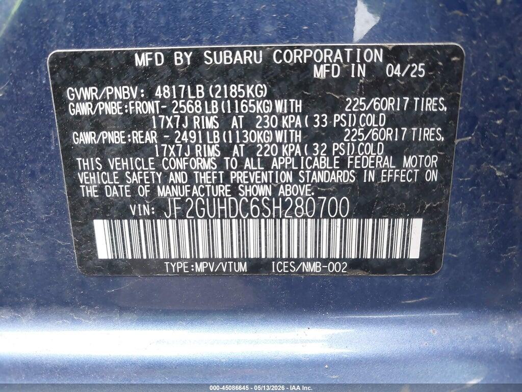 JF2GUHDC6SH280700 2025 SUBARU CROSSTREK photo no. 9