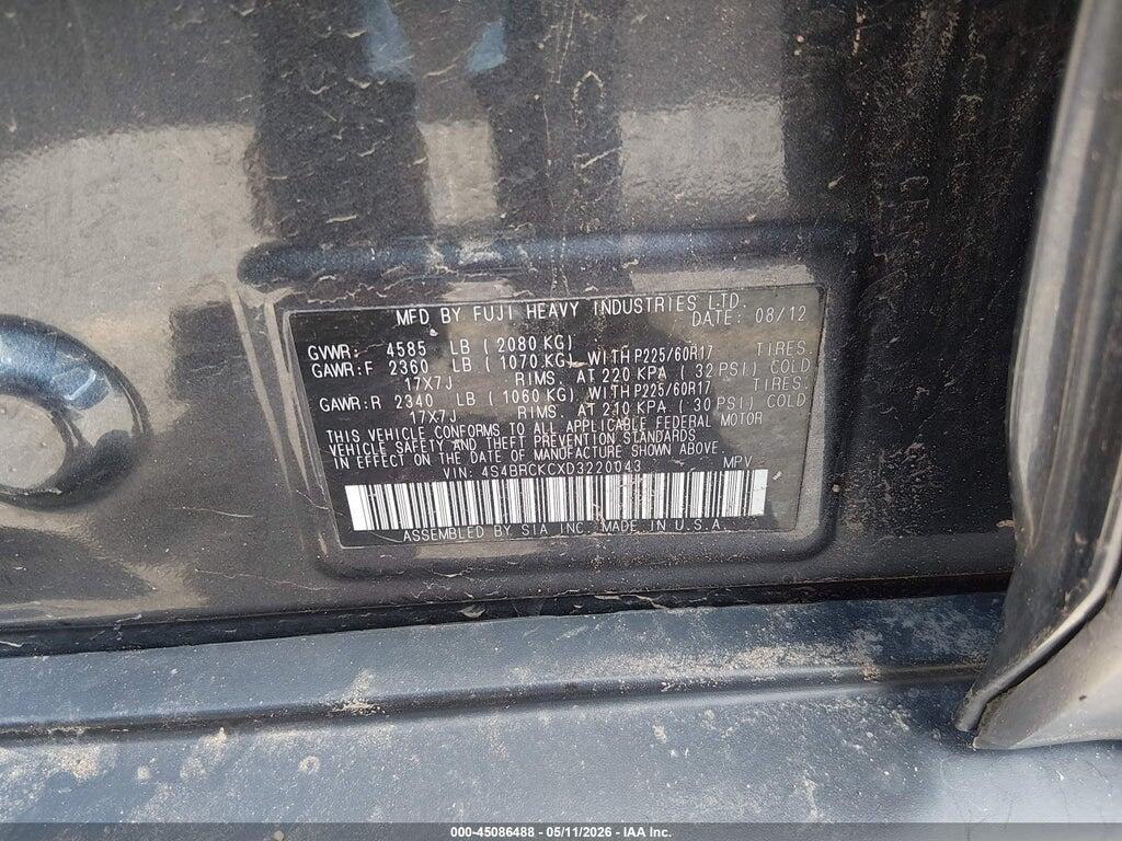 4S4BRCKCXD3220043 2013 SUBARU OUTBACK photo no. 9