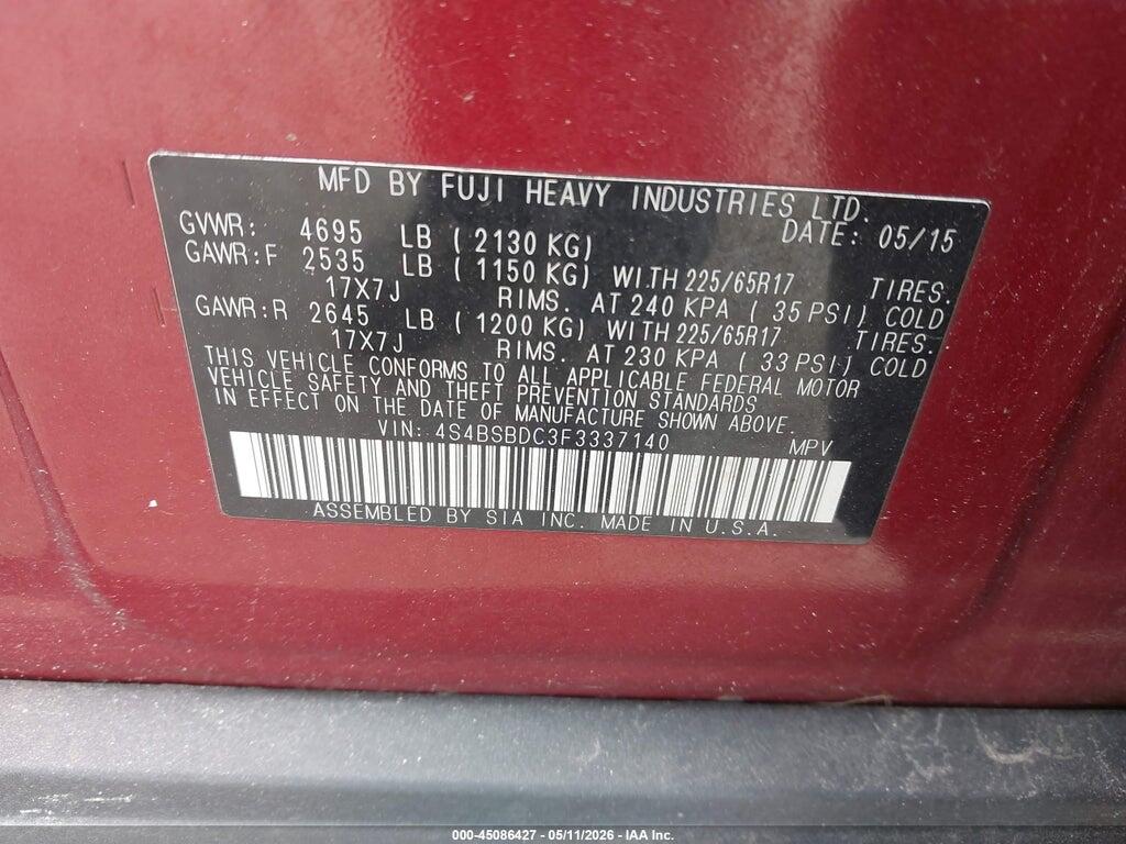 4S4BSBDC3F3337140 2015 SUBARU OUTBACK photo no. 9