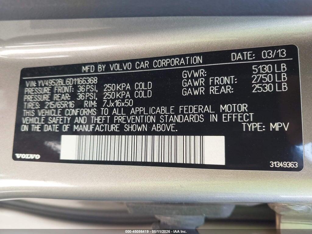 YV4952BL6D1166368 2013 VOLVO XC70 photo no. 9