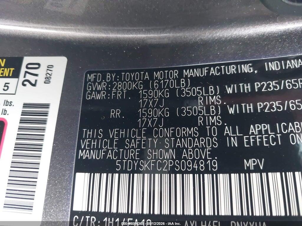 5TDYSKFC2PS094819 2023 TOYOTA SIENNA photo no. 9