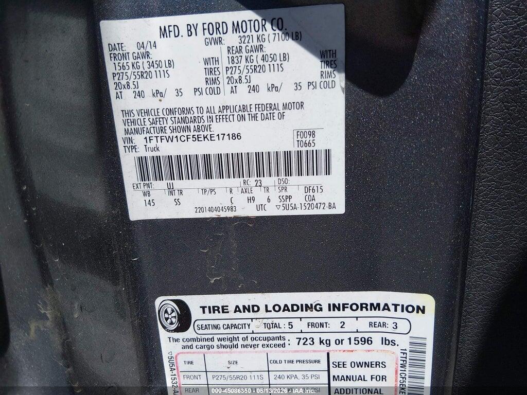1FTFW1CF5EKE17186 2014 FORD F-150 photo no. 9