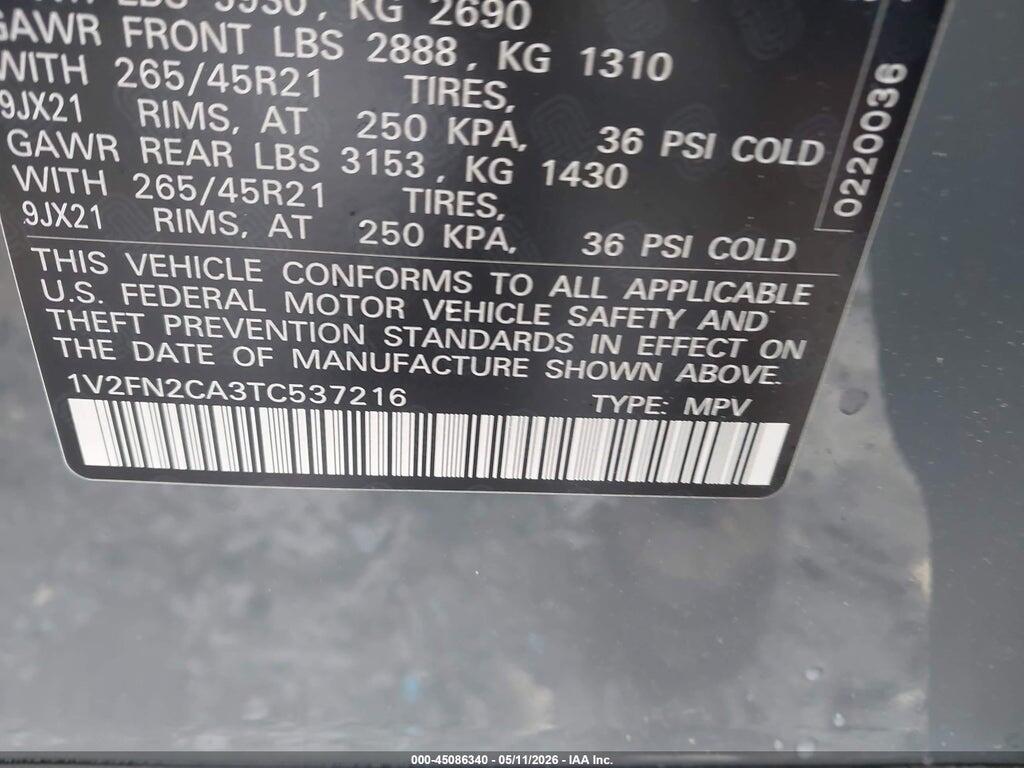 1V2FN2CA3TC537216 2026 VOLKSWAGEN ATLAS photo no. 9
