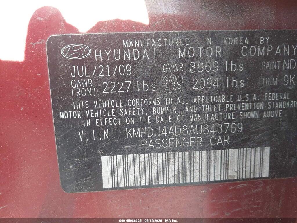 KMHDU4AD8AU843769 2010 HYUNDAI ELANTRA photo no. 9