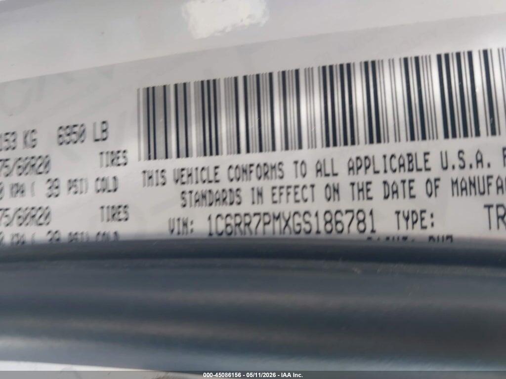 1C6RR7PMXGS186781 2016 RAM 1500 photo no. 9