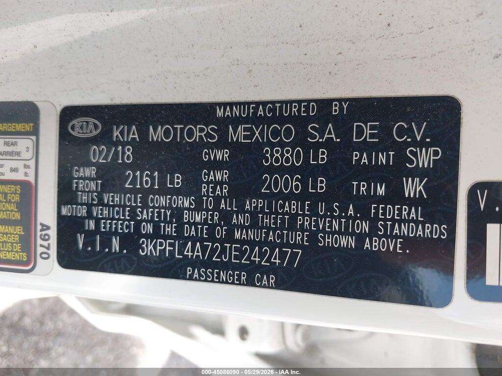 3KPFL4A72JE242477 2018 KIA FORTE photo no. 9