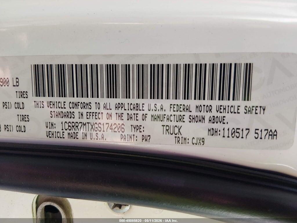 1C6RR7MTXGS174206 2016 RAM 1500 photo no. 9