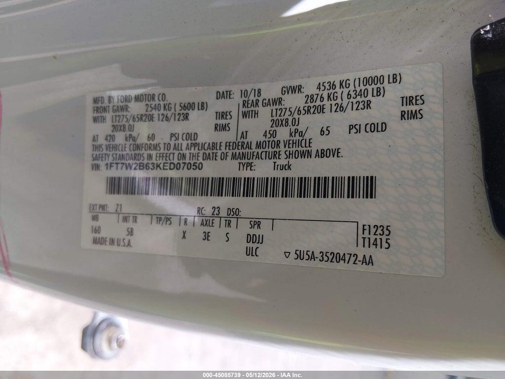 1FT7W2B63KED07050 2019 FORD F-250 photo no. 9