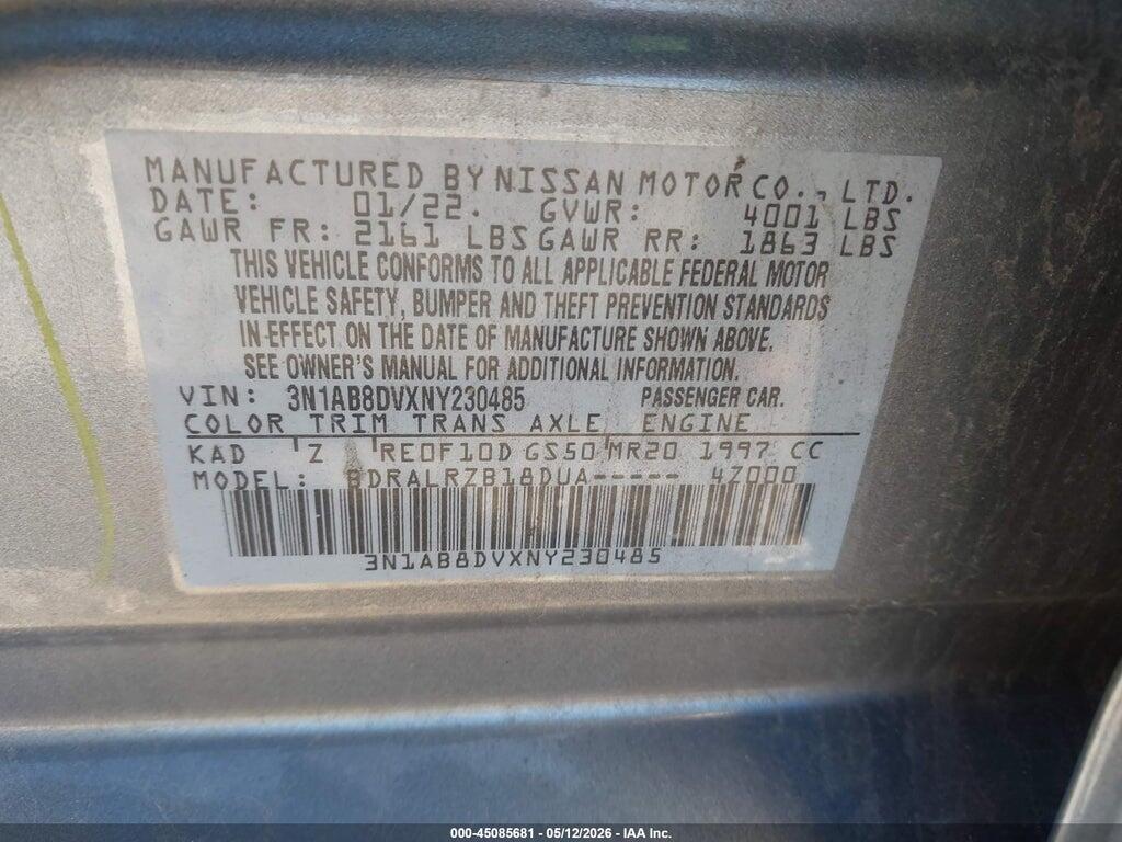 3N1AB8DVXNY230485 2022 NISSAN SENTRA photo no. 9