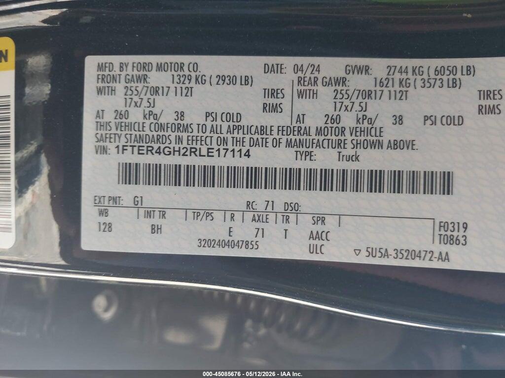 1FTER4GH2RLE17114 2024 FORD RANGER photo no. 9