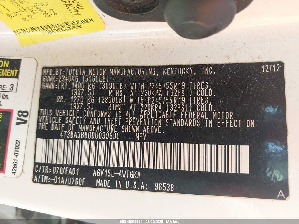 4T3BA3BB0DU039890 2013 TOYOTA VENZA photo no. 9