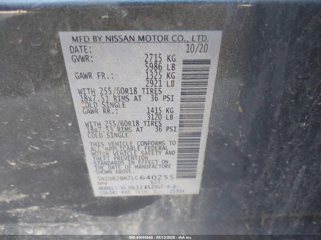 5N1DR2BM7LC640255 2020 NISSAN PATHFINDER photo no. 9