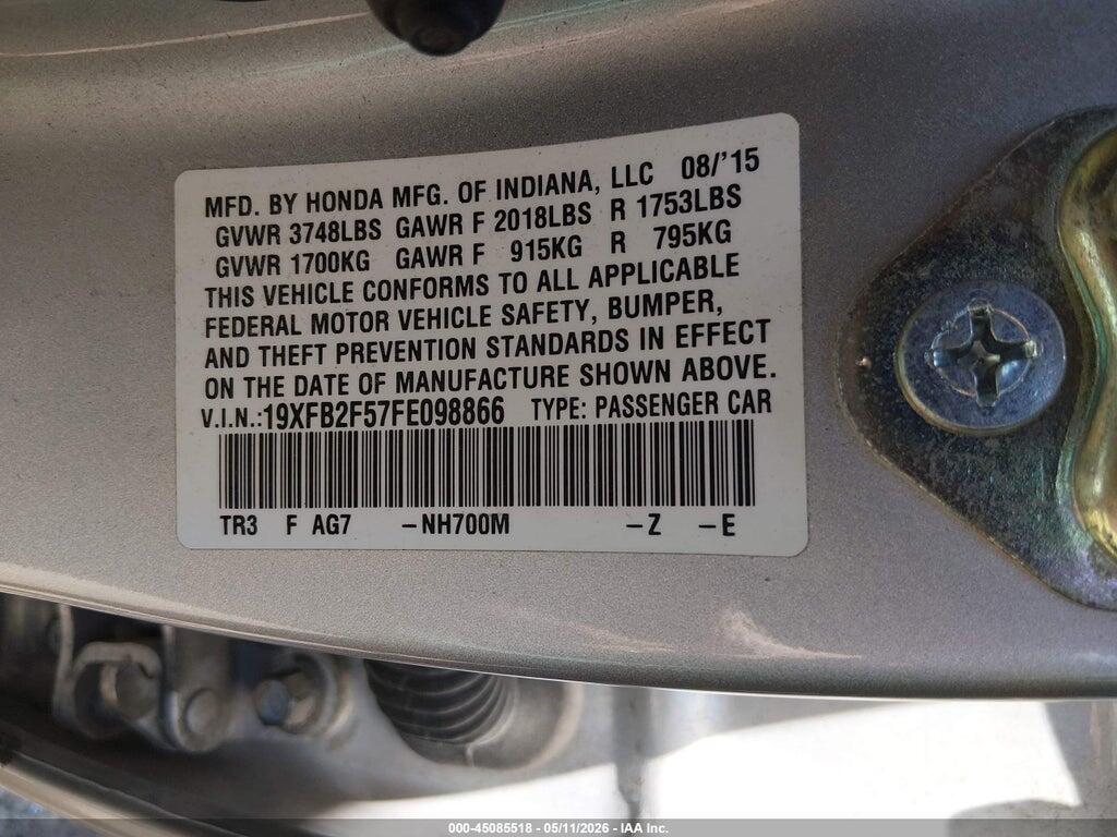 19XFB2F57FE098866 2015 HONDA CIVIC photo no. 9