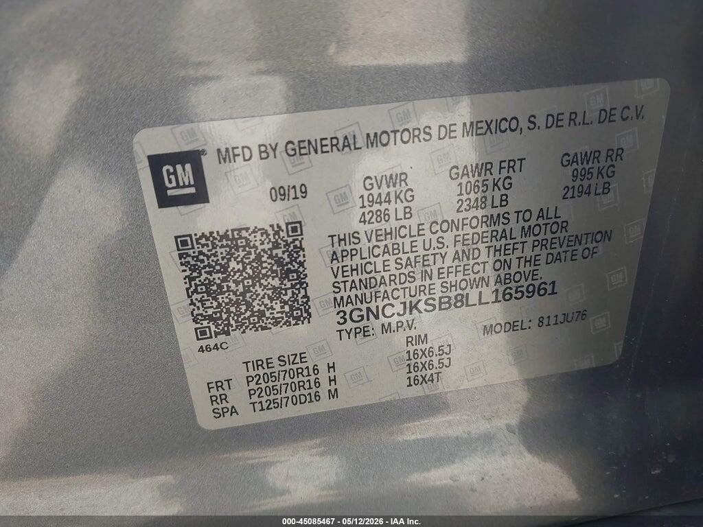 3GNCJKSB8LL165961 2020 CHEVROLET TRAX photo no. 9