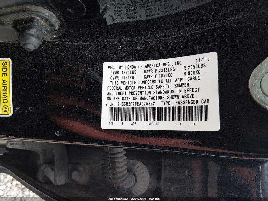 1HGCR2F70EA075822 2014 HONDA ACCORD photo no. 9