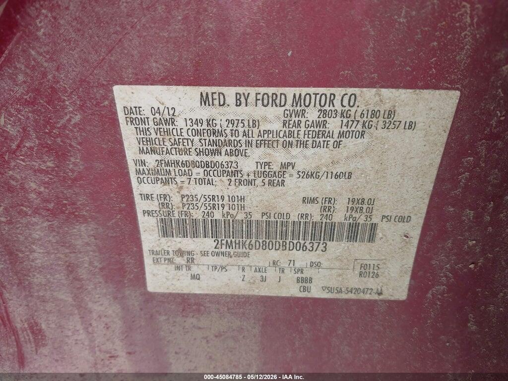 2FMHK6D80DBD06373 2013 FORD FLEX photo no. 9
