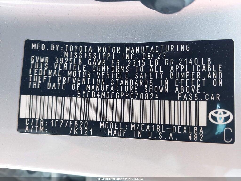 5YFB4MDE6PP070824 2023 TOYOTA COROLLA photo no. 9