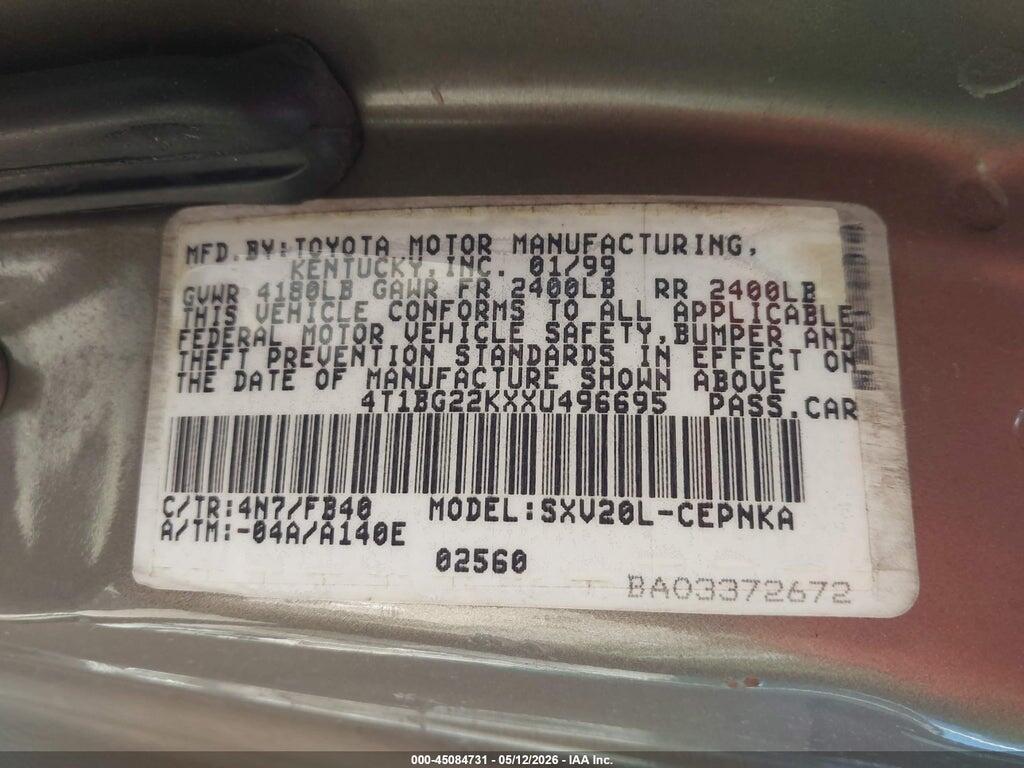 4T1BG22KXXU496695 1999 TOYOTA CAMRY photo no. 9