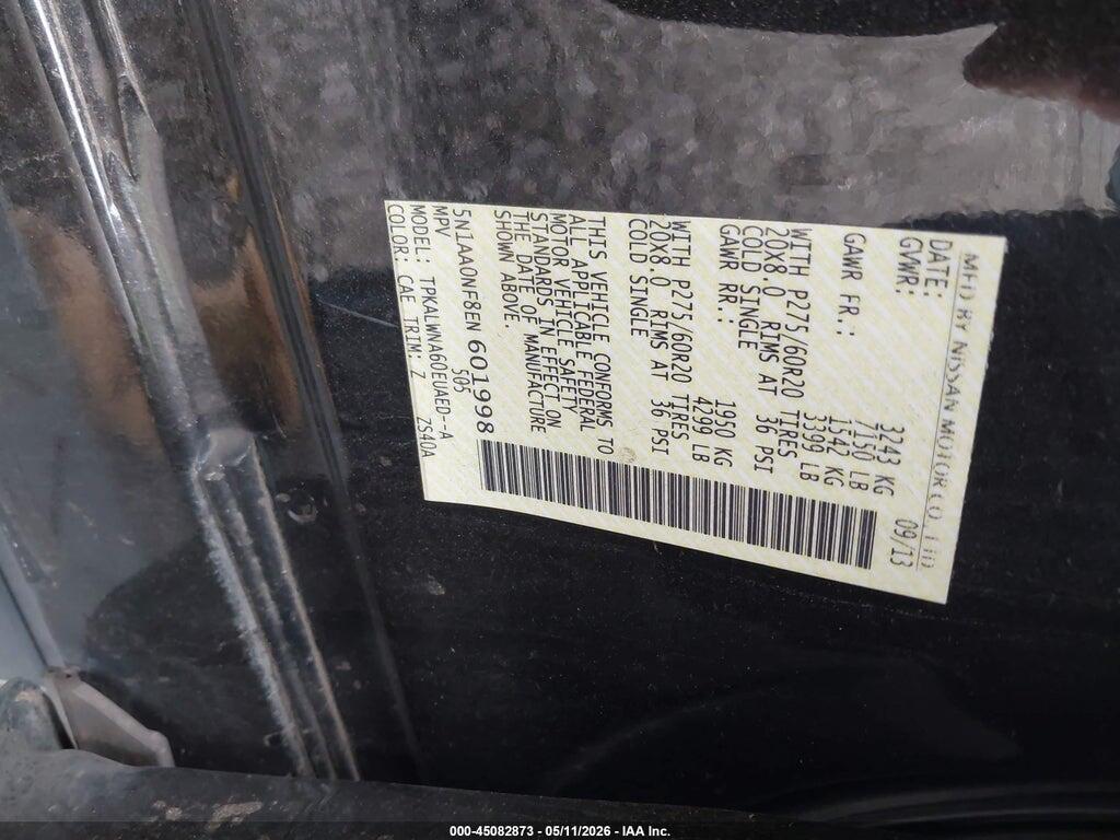 5N1AA0NF8EN601998 2014 NISSAN ARMADA photo no. 9