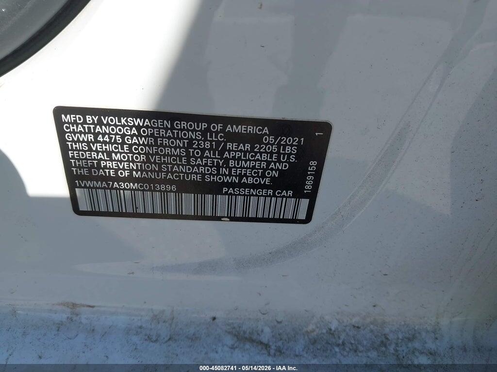 1VWMA7A30MC013896 2021 VOLKSWAGEN PASSAT photo no. 9