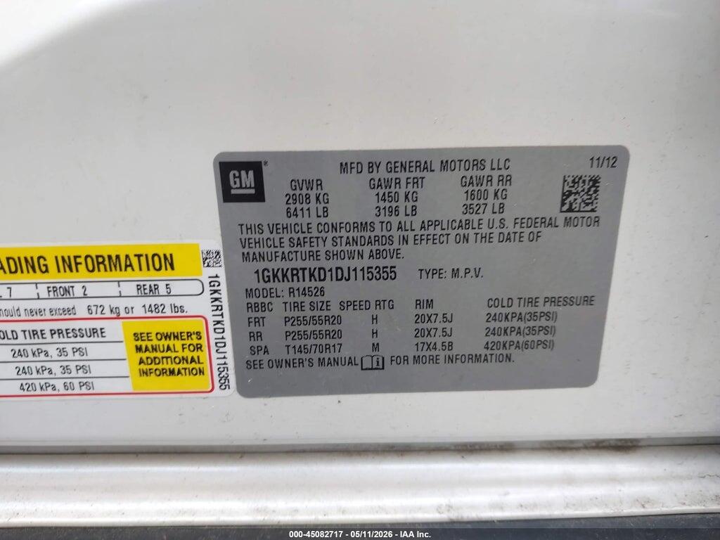 1GKKRTKD1DJ115355 2013 GMC ACADIA photo no. 9