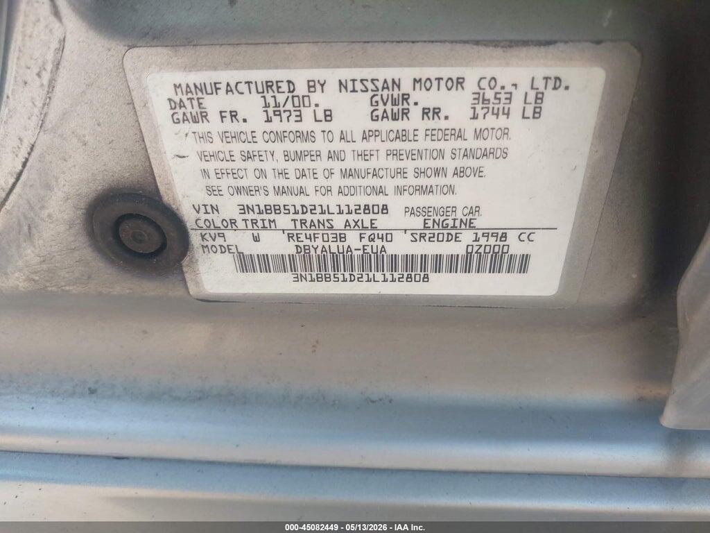 3N1BB51D21L112808 2001 NISSAN SENTRA photo no. 9